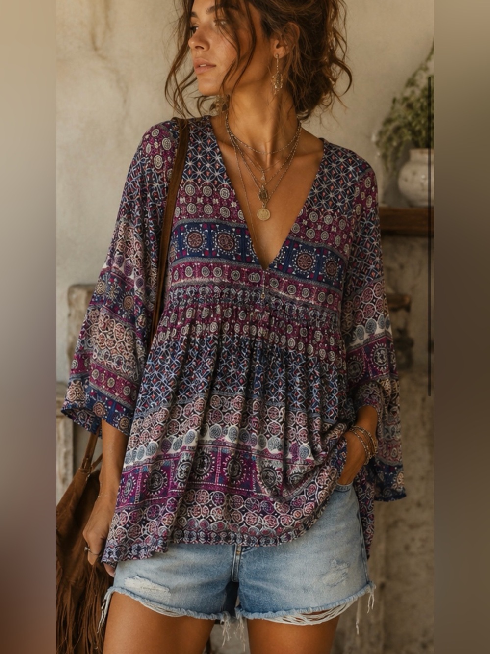 Design lab by lord and Taylor Boho mini dress tunic size S